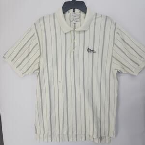 Disney Osprey Ridge International Tour Striped Golf Polo White Navy L